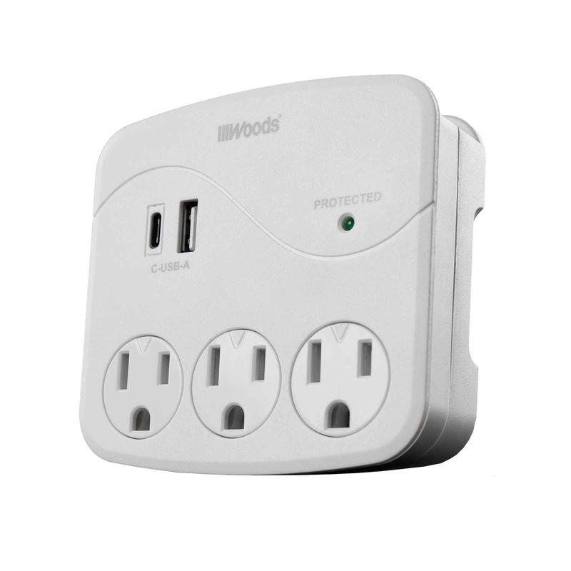 Protecteur de surtension  3prises avec 2ports USB, 560joules