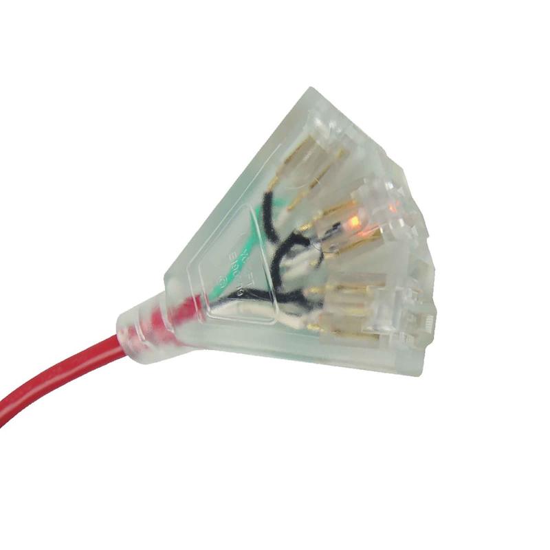 Rallonge dextrieure  cordon14/3 de 25'  3 prises, rouge