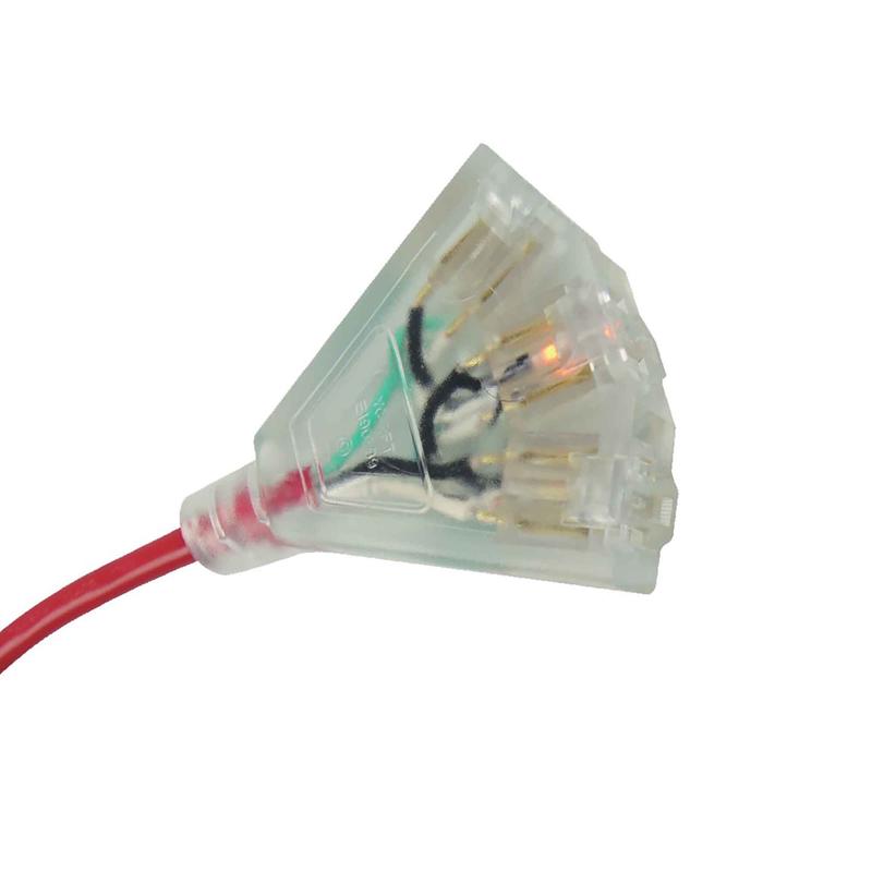 Rallonge dextrieure  cordon14/3 de 50'  3 prises, rouge