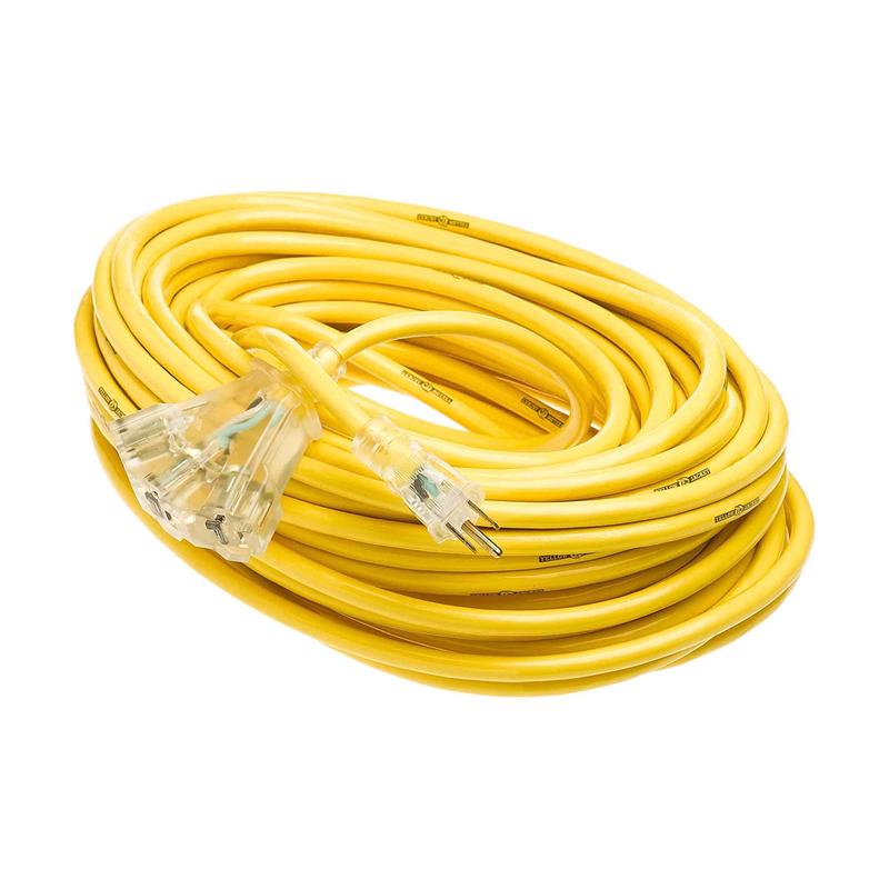 Rallonge lectrique  cordon12/3 SJTW de 30m  3 prises, jaune