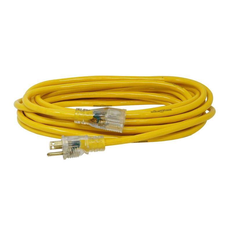 Rallonge lectrique  cordon14/3 SJTW de 7,6m  1 prise, jaune