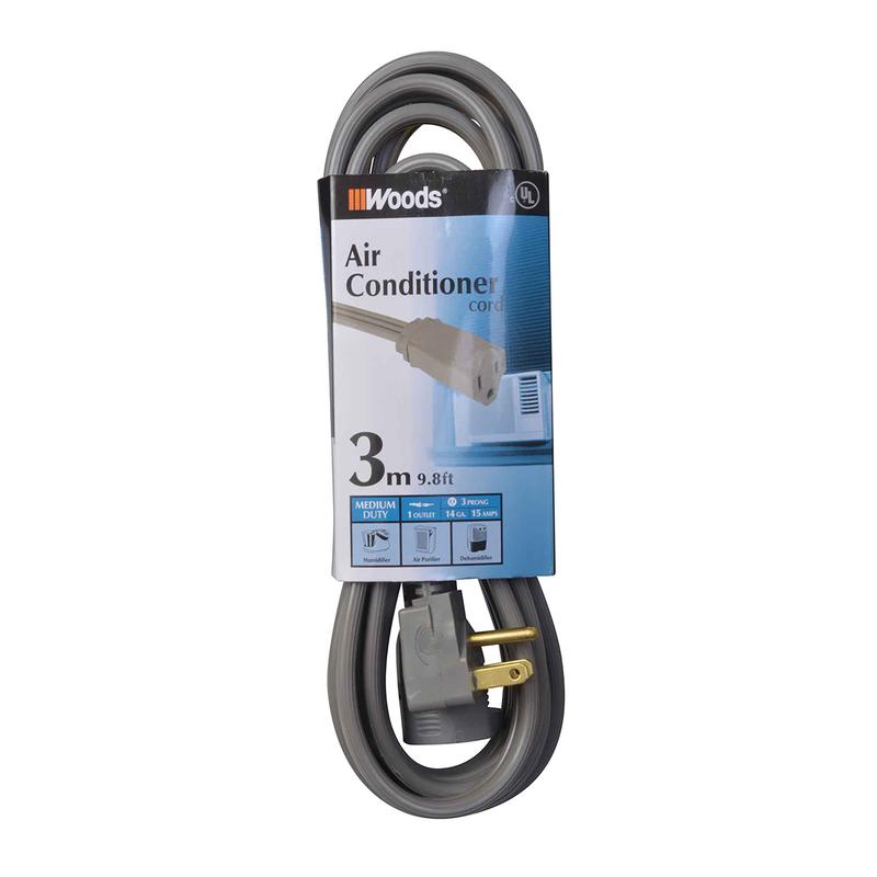 Rallonge lectrique  cordon14/3SPT-3 de 3m  1 prise, gris