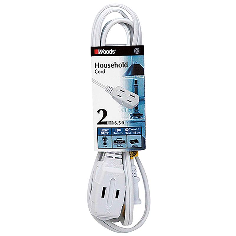 Rallonge lectrique  cordon16/2SPT-2 de 2m  3 prises, blanc