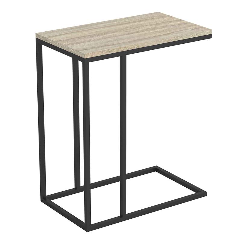Table dappoint en forme de ''C avec dessus en MDF taupe, 20" x 12" x 24"