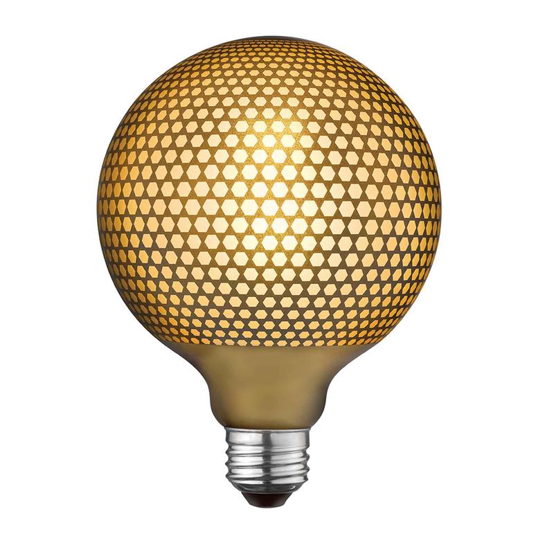 Ampoule  filament DEL givre surdimensionne de luxe Moderna, design d'hexagones cuivrs