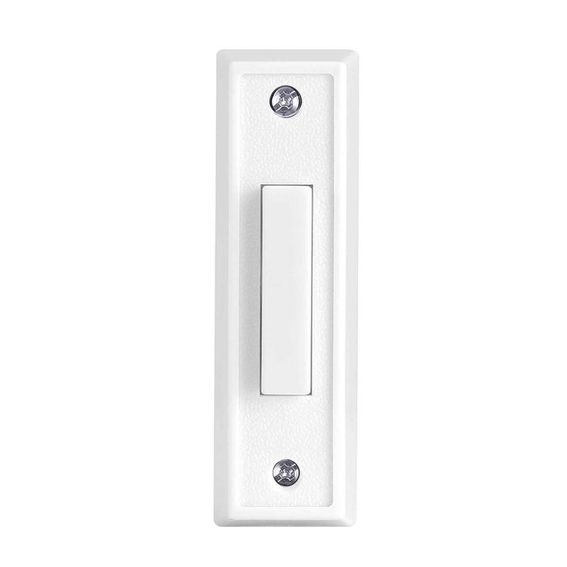 Sonnette sans fil  bouton-poussoir large clair, blanc