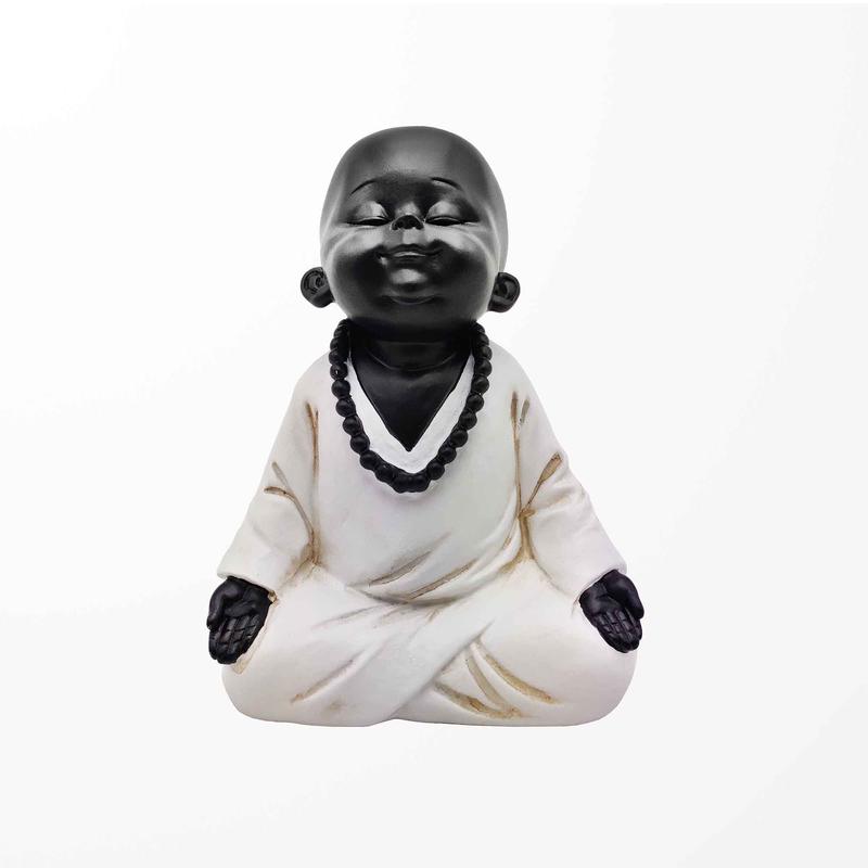 Statuette dun petit moine mditant profondment, 4-1/2'' x 4'' x5-1/2''