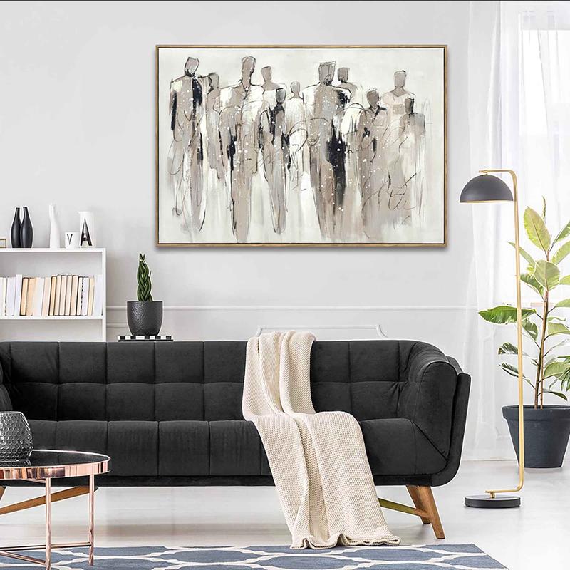 Toile abstraite avec foule, 45-1/4'' x31-1/2''