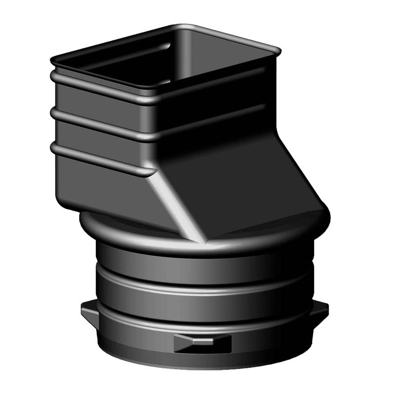 Adaptateur de gouttire, 2'' x 3'' - 4" (noir)