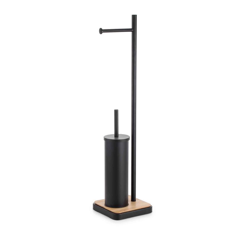 Brosse de toilette avec porte-papier intgr, noir