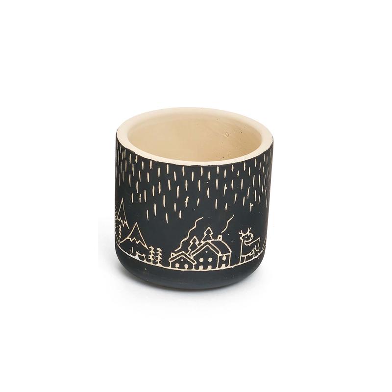 Cache-pot avec paysage en ciment, 4''