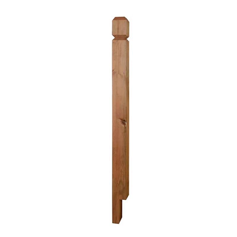 Poteau de coin Moderne en bois trait et encoch pour rampe, 4" x 4" x 54"