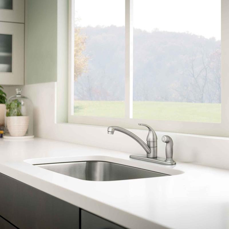 Robinet de cuisine  1 poigne Adler avec douchette, acier inoxydable