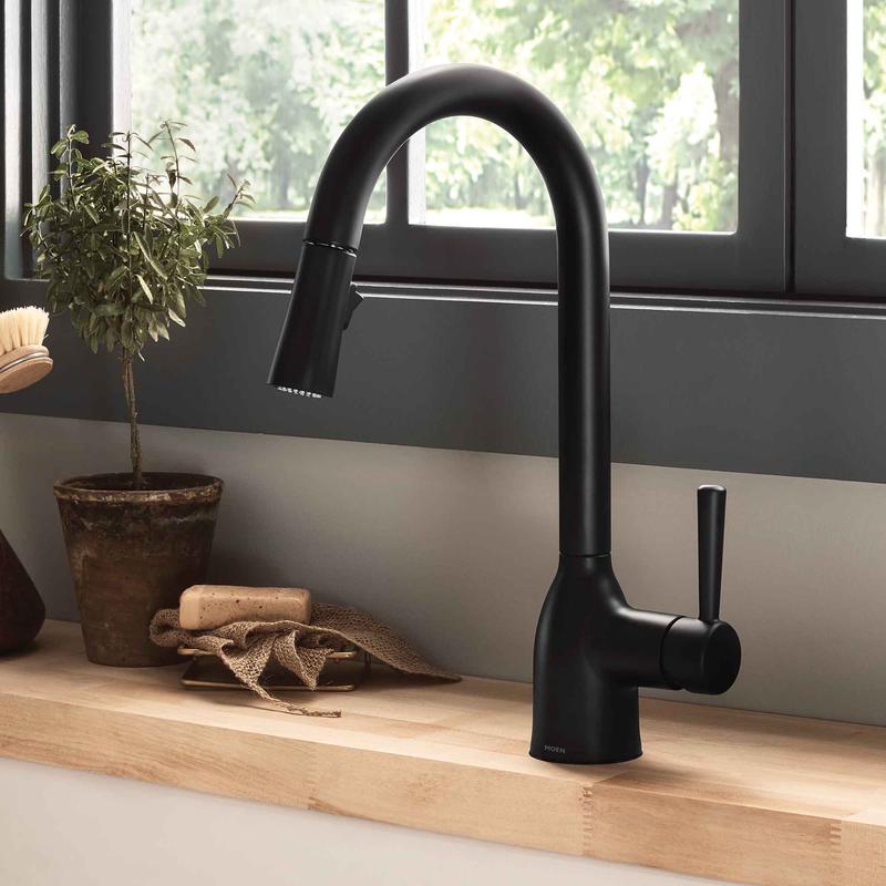 Robinet de cuisine  1 poigne Adler  grande arche avec bec amovible, noir mat