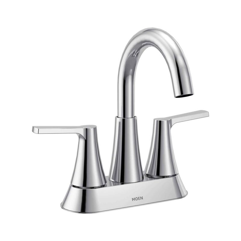 Robinet de salle de bain Mikah  2poignes et  grand arc, chrome (4" centre)