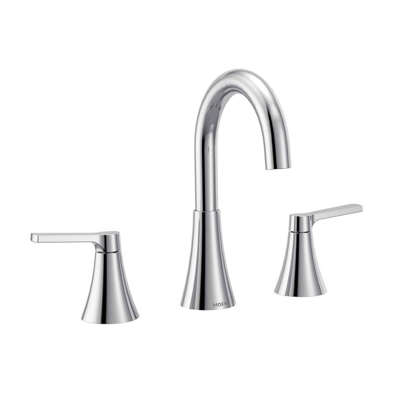 Robinet de salle de bain Mikah  2poignes et  grand arc, chrome (8"  16")