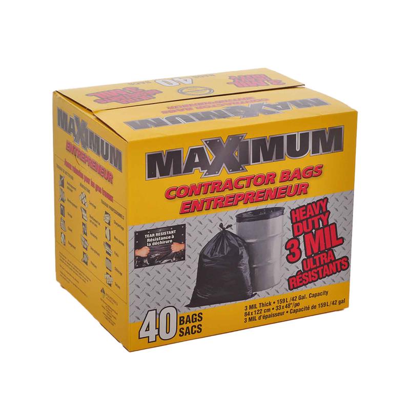 Sacs noirs  ordures d'entrepreneur de 33'' x 48'' et de 3 mil, 40 units