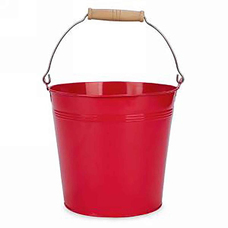 Seau rouge en mtal avec anse, 7,5" x 7"