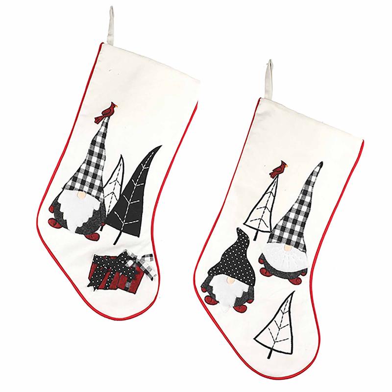 Bas de Nol en tissu blanc avec contour rouge, choix entre 2 modles