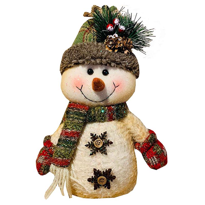 Bonhomme de neige avec chapeau vert, 28cm