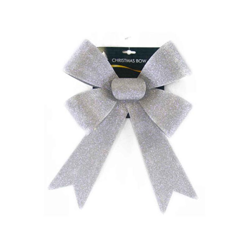 Boucle de Nol  paillettes argentes, 10,5" x 16"