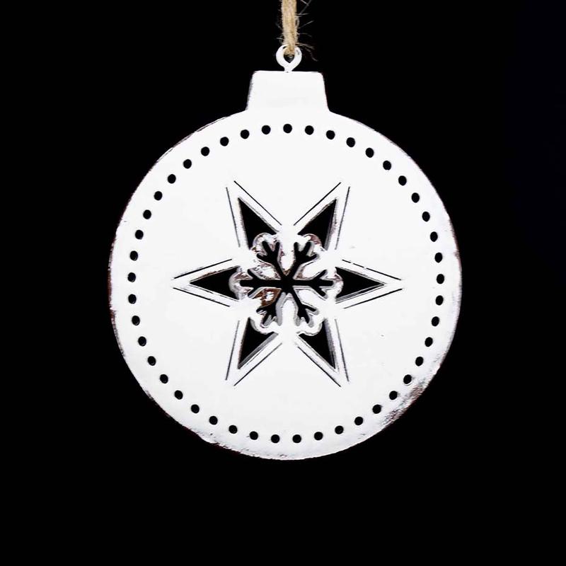 Boule / flocon en mtal blanc, 4''