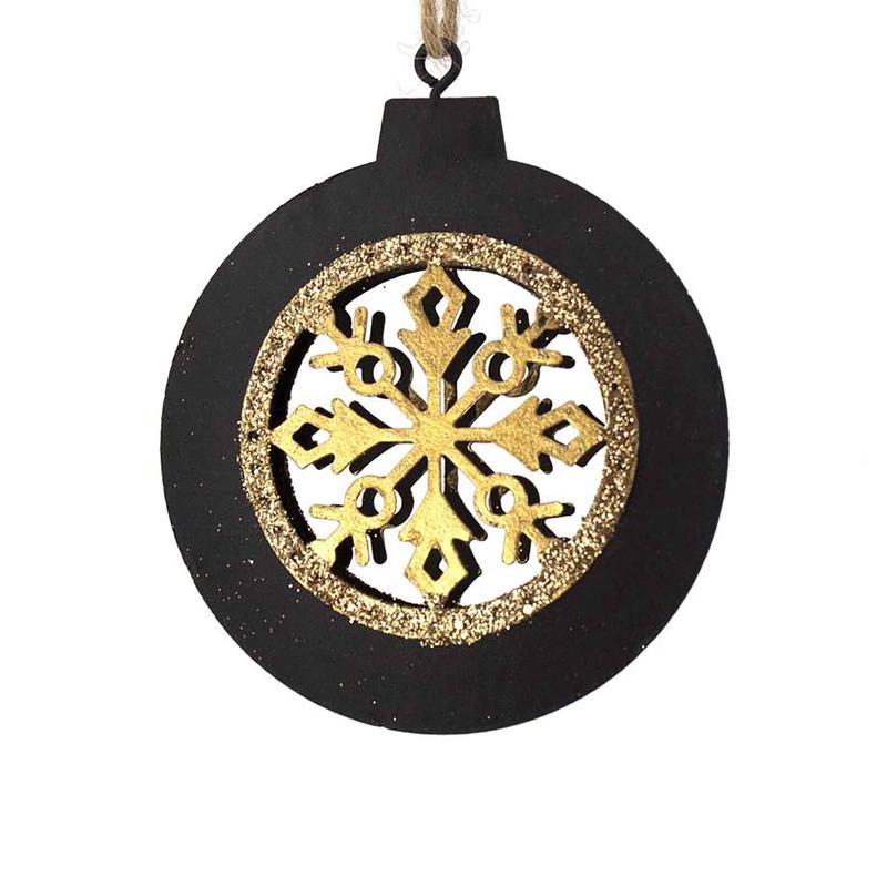 Boule / flocon en mtal noir et or, 4''