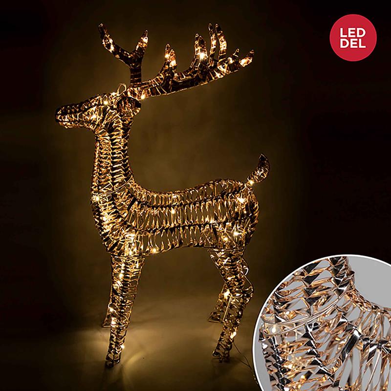 Renne de couleur or rose avec 70lumires DEL blanc chaud, 4' (1,22m)