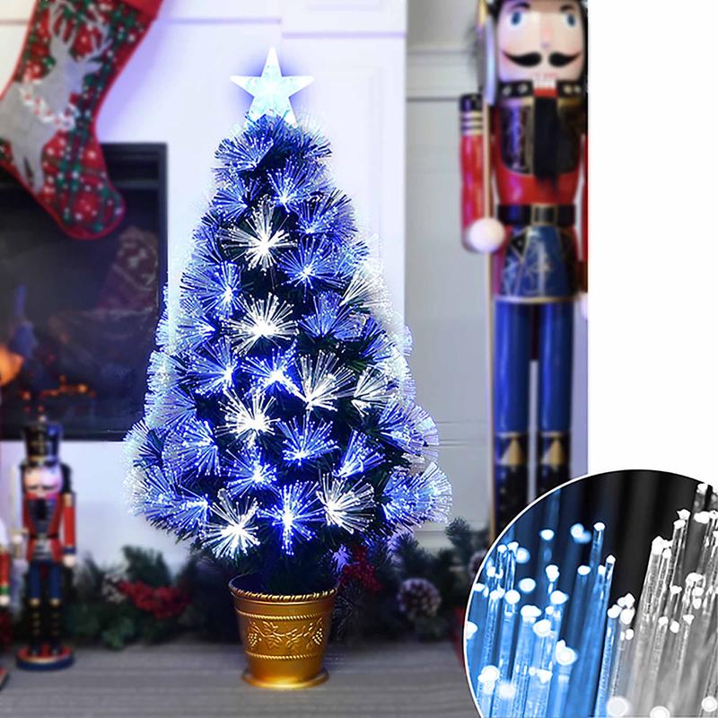 Sapin de Nol  80 pointes avec clairage DEL par fibre optique, 36'' de haut