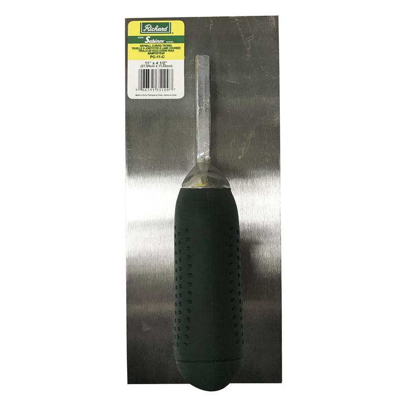 Truelle  jointoyer  lame courbe de 11'' x 4 1/2'' (27,9 x 11,4 cm)  manche caoutchout
