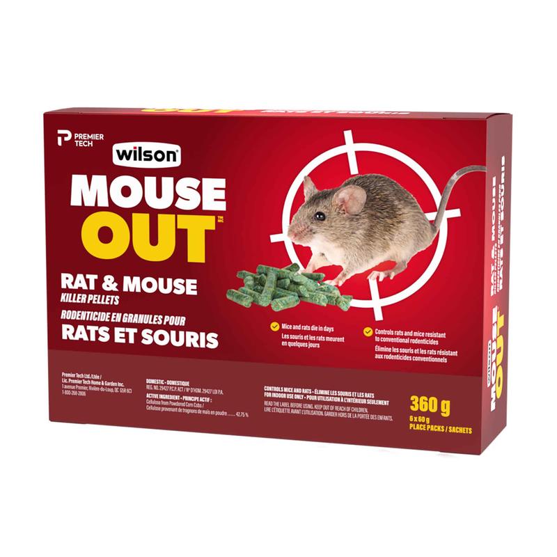 Rodenticide en granules pour rats et souris Wilson MOUSE OUT, 360 g (6 x 60 g)