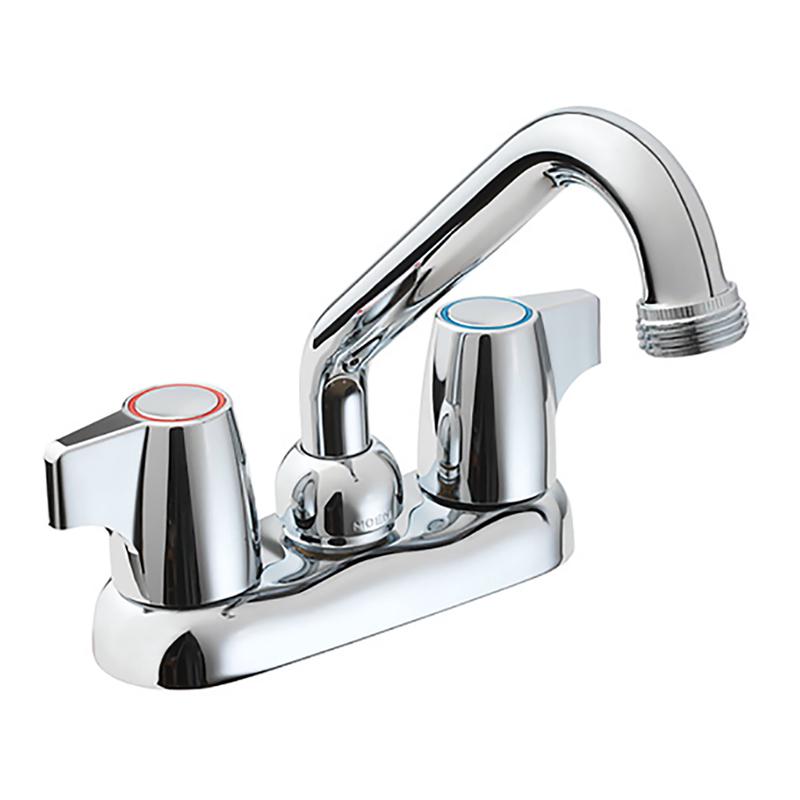 Robinet pour lessive  deux poignes et petite arche, chrome