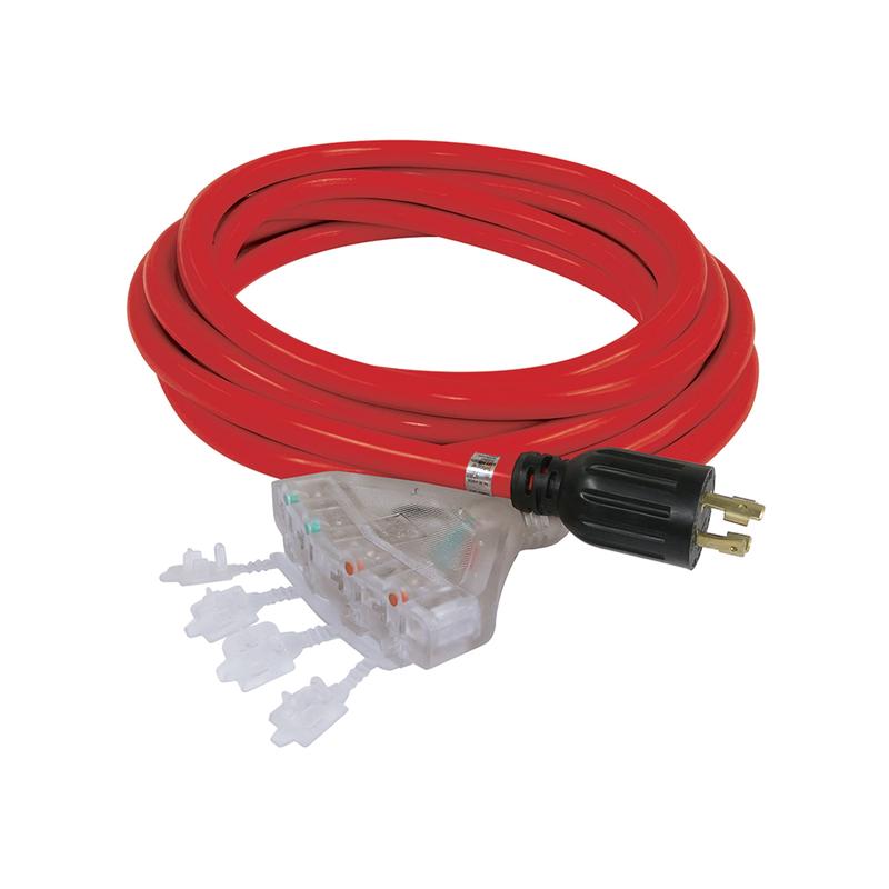 Rallonge de 25 pi  quatre prises pour gnratrice