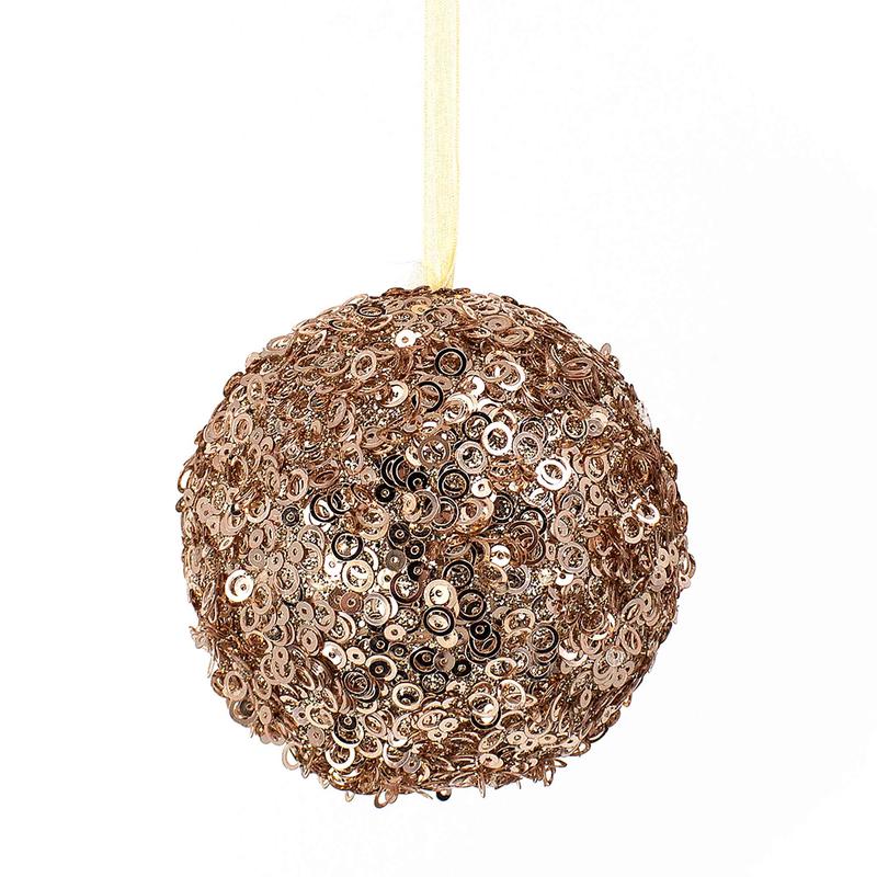Boule  paillettes de couleur champagne, 4''