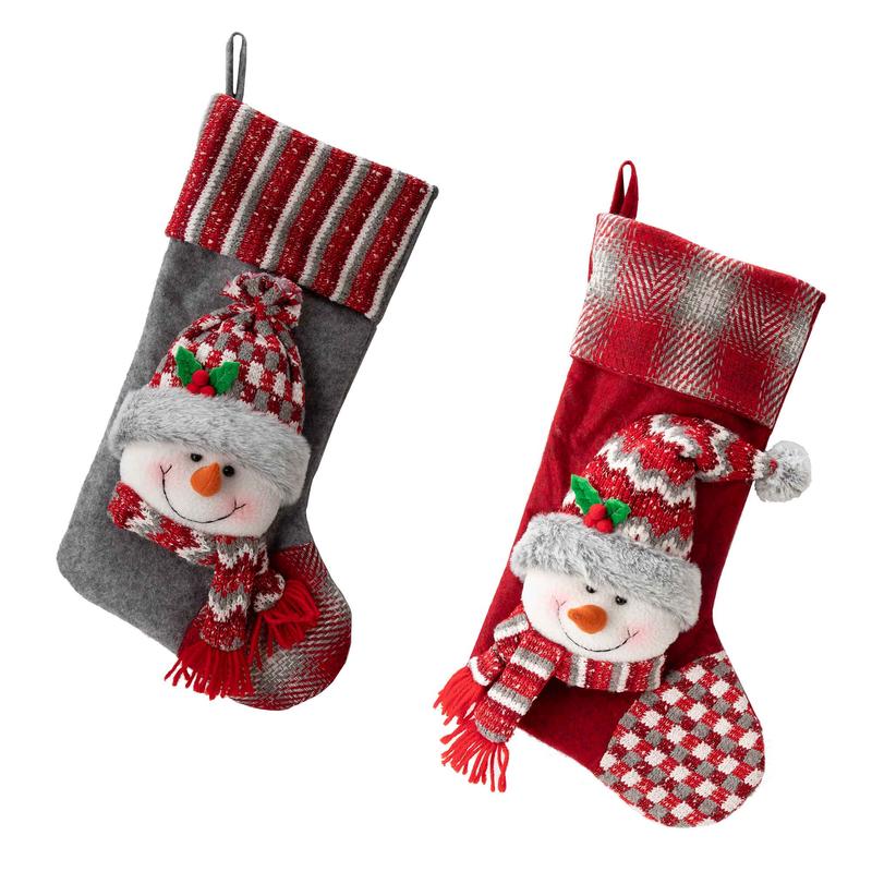 Bas de Nol en peluche avec bonhomme de neige, 47cm (choix entre 2 modles)