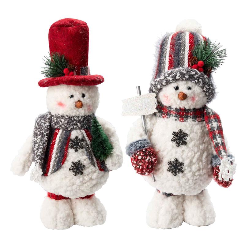 Bonhomme de Neige en peluche avec habit d'hiver, 38 cm (Choix entre 2 modles)