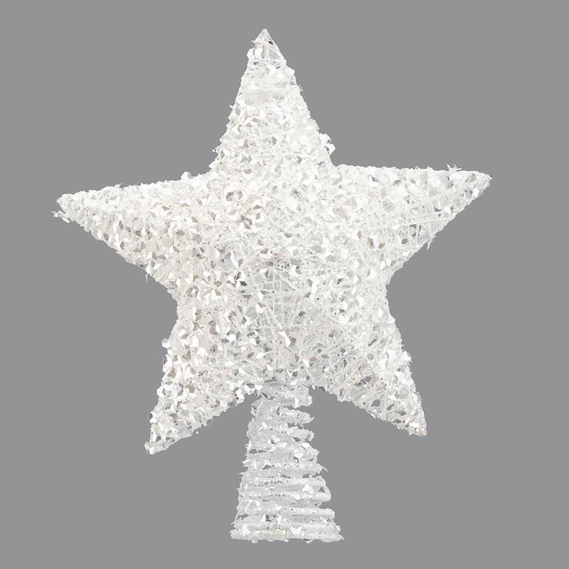 toile pour cime d'arbre en blanc et argent scintillant, 8"