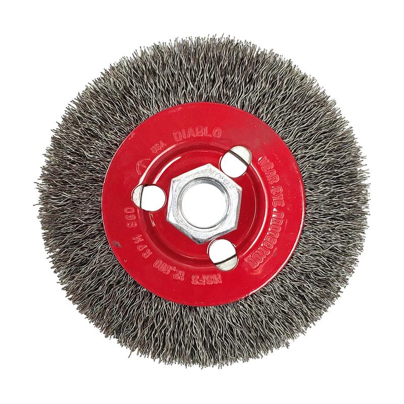 Brosse mtallique plate  fils onduls de 4" 5/8"-11