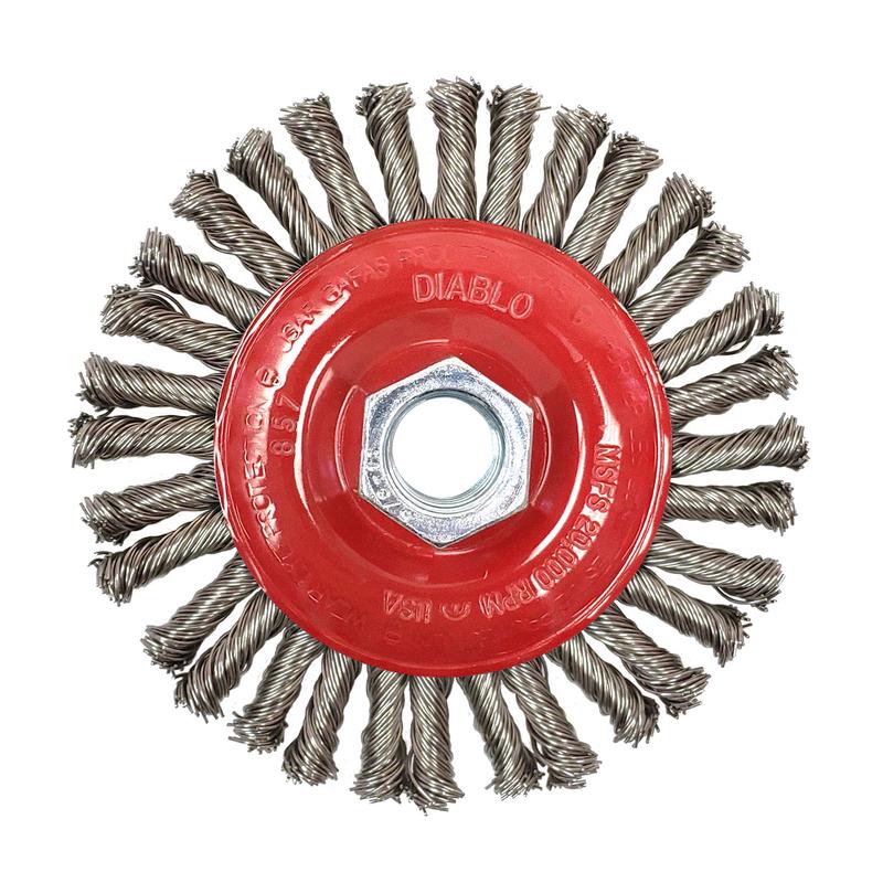 Brosse mtallique plate  fils torsads de 4" 5/8"-11