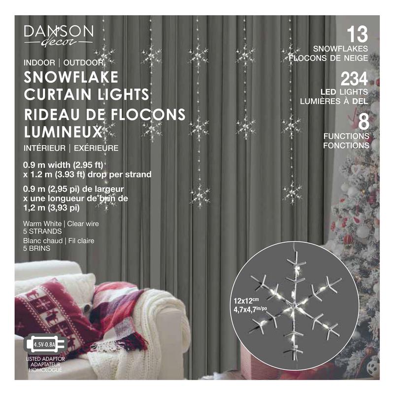 Rideau de flocons lumineux de 234 lumires DEL, 2,95' x 3,93'