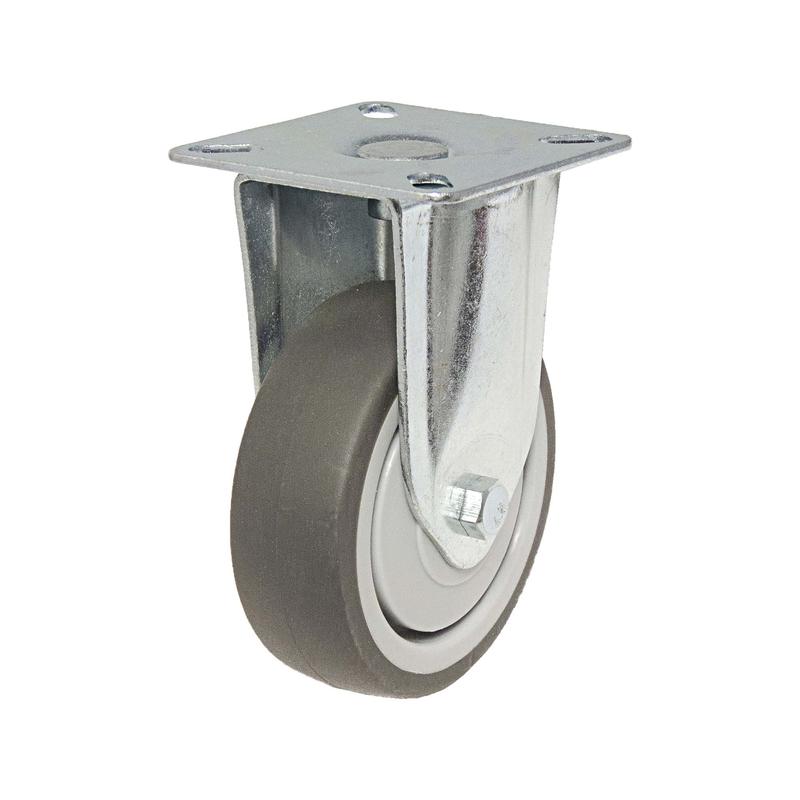 Roulette fixe  usage gnral en caoutchouc thermoplastique gris de 3''