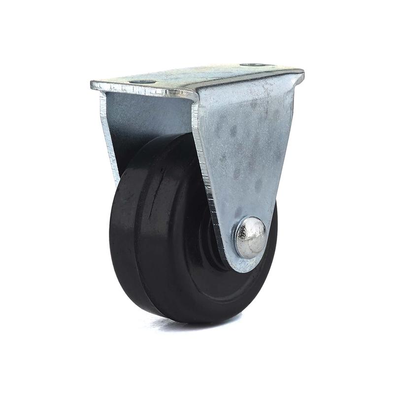 Roulette industrielle fixe en caoutchouc noir  usage gnral de 1-1/4"