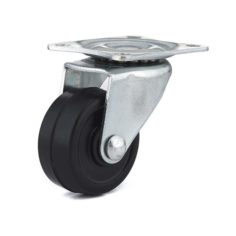 Roulette industrielle pivotante en caoutchouc noir  usage gnral de 1-3/16"