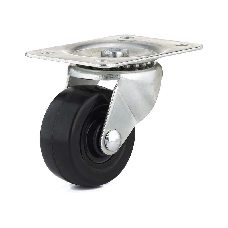 Roulette industrielle pivotante en caoutchouc noir  usage gnral de 2-1/2''