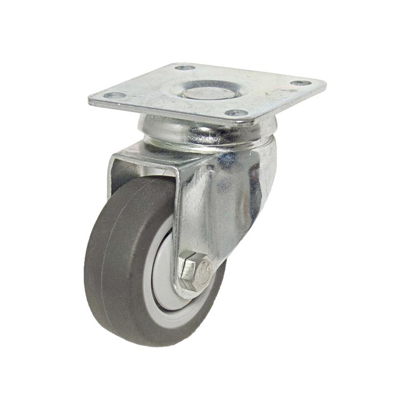 Roulette pivotante  usage gnral en caoutchouc thermoplastique gris de 2''