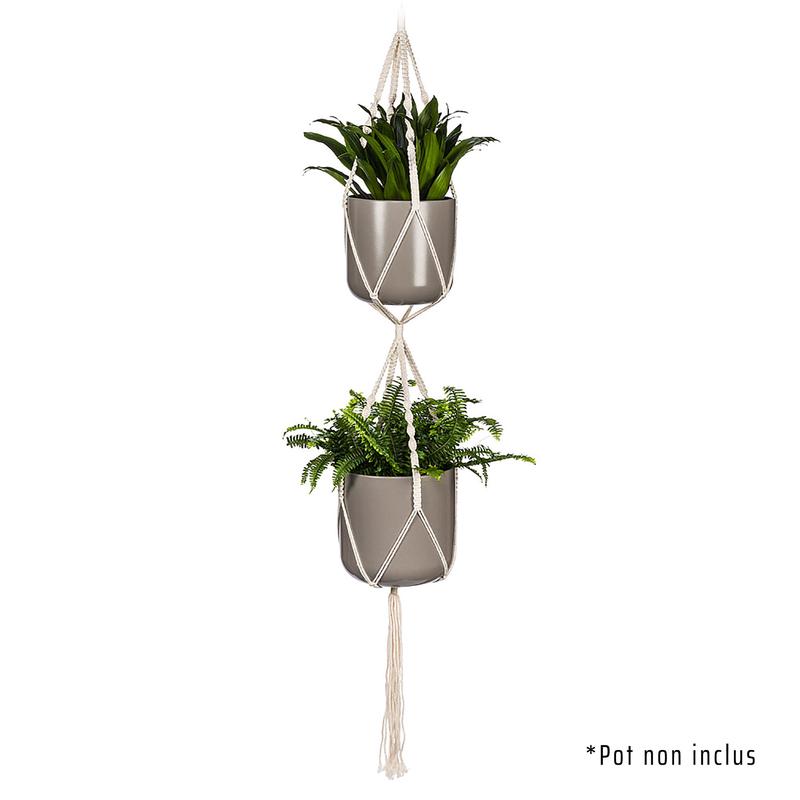 Support  double jardinire de style macram, 60''