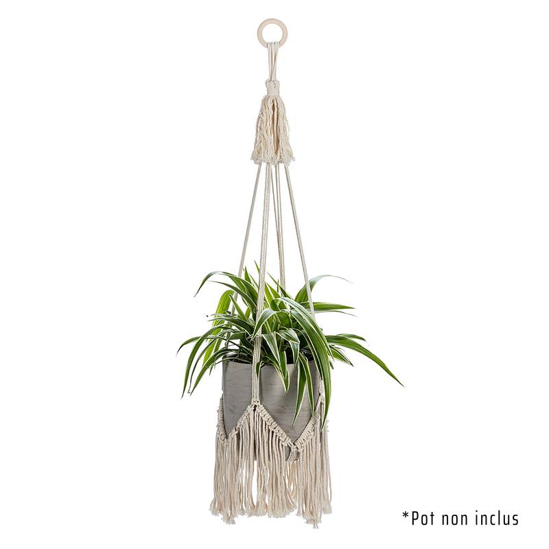 Support pour jardinire de style macram avec franges, 40''