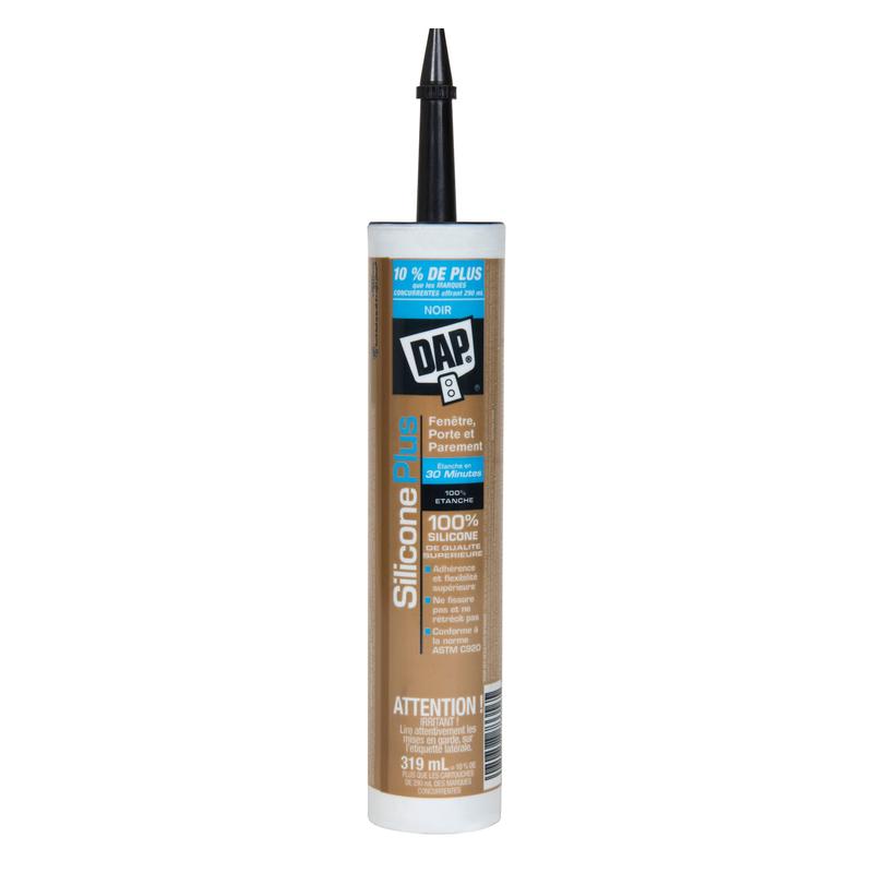 Silicone Plus noir pour fentre, porte et parement, 319ml