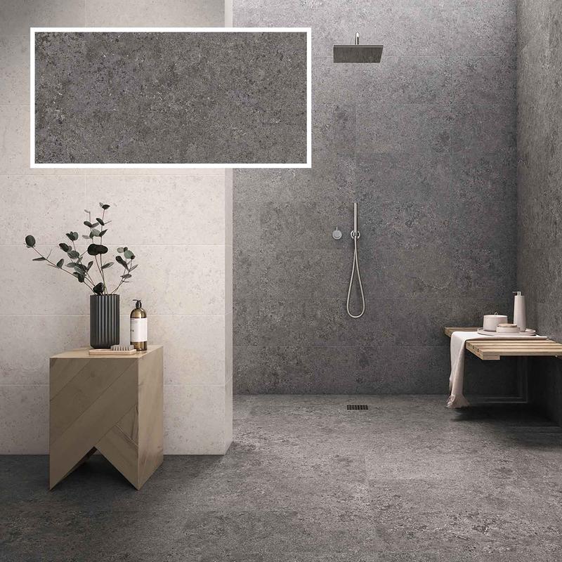 Tuile de porcelaine Basalt de 12'' x 24'', graphite