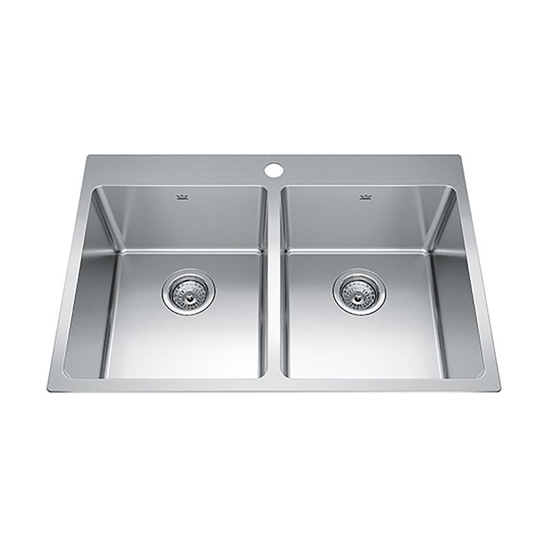 vier de cuisine  encastrer en acier inoxydable  2 cuves et 1 trou, 30,8'' x 20,9'' x 9''